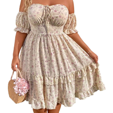 Shein WYWH Plus Size Ladies' Floral Off-Shoulder Dress
