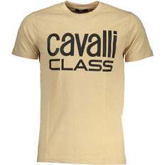Men - One Size T-shirts Cavalli Class Bold Black Logo Beige T-Shirt - Black