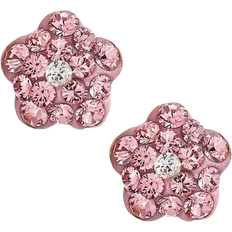 Macy's Flower Stud Earrings - Gold/Pink/Transparent