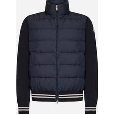 Moncler Padded nylon and knit cardigan Blue