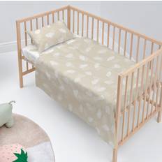 Beige Bäddset Barnrum HappyFriday Bedding set HappyFriday Basic Clouds Beige Baby Crib 2 Pieces