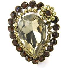 Brown Rings Les Trésors de Lily [M1882] Amber 'Sissi' Designer Ring