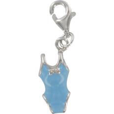 Rodium Berlocker & Hängen Les Trésors de Lily [Q4890] Silver charm pendant 'Swimsuit' blue silver rhodium plated 15x7 mm
