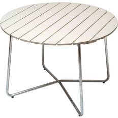 Grythyttan 9A Ø100cm - White Lacquered Oak with Hot Galvanized Base