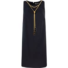 Elisabetta Franchi Miniabito Boxy In Crêpe Con Collana - Black