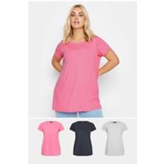 Multicoloured - Women Tops Yours Pack Essential T-Shirts Pink