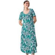 Clothing Roman Floral Print Midi T-Shirt Dress Green