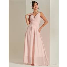 Sleeveless Dresses Jolie Moi Wrap Bodice Chiffon Maxi Dress Pale Pink