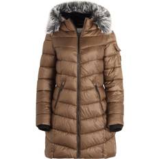 Coats Steve Madden Women's Winter Coat Long Length Quilted Puffer Parka Coat Faux Fur Lined Heavyweight Hooded Jacket S-XL Large, Olive