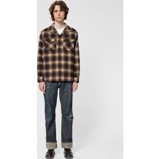 Nudie Jeans Shirts Nudie Jeans Vincent Shadow Check Shirt Brown/Beige Men's Organic Shirts Sustainable Clothing Medium