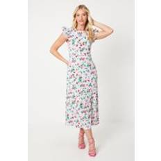 Clothing Dorothy Perkins Floral Frill Detail Sleeve Midi Dress