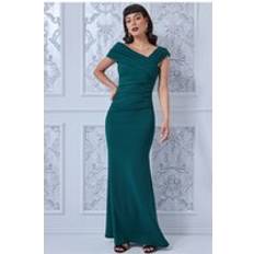 Goddiva One Shoulder Evening Maxi Dress Green