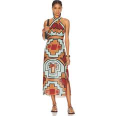 Midikjoler - Turkis Johanna Ortiz Printed halterneck linen maxi dress multicoloured UK 16