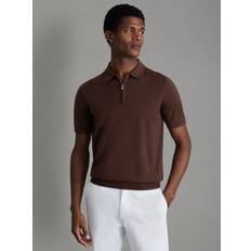 Man - Merinowol Overhemden Reiss Maxwell Merino Zip Neck Polo Shirt