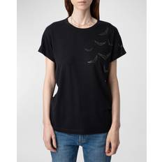 Zadig & Voltaire Dam Överdelar Zadig & Voltaire Anya Diamante Wings Tshirt Stone