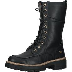 Synthetisch Enkellaarzen Mustang Veterboots - Zwart