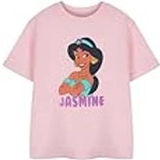 Disney Princess Children's Clothing Disney Princess Jasmine Flickor Beige Kortärmad T-shirt Jasmine Aladdin Grafisk T-tröja för Barn Filmkaraktärskläder Prinsess Merchandise Present för Flickor och Fans