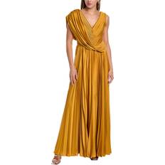 Evening Gowns - Gold Dresses @Theia Theia Satin Pleated A-Line Gown