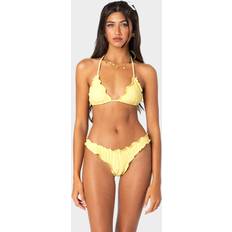 Gold Bikini Tops Edikted Golden Ruffle Edge Triangle Bikini Top