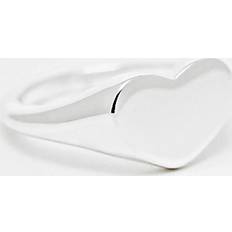 Pieces Ringar Pieces 18K Plated Heart Signet Ring - Silver
