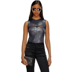 Diesel Donna Canottiere Diesel T-Vezzy Crop Tank Top - Femme - Bleu