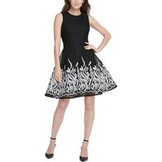 Mesh - Women Dresses DKNY Women's Embroidered Mesh Sleeveless Dress Black/Ivory