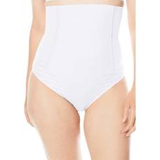 White Girdles Plus Women's Shadow Stripe Shaper High-Waist Brief by Secret Solutions in White Size 18/20 Body Shaper