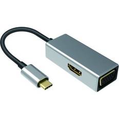 Nordic DOCK-118 USB C - HDMI 1.4/VGA Mirror & Extended Mode Adapter M-F 0.1m