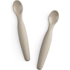 Sebra Cubertería Infantil Sebra Silicone Spoon Set, long Kinderbesteck Jetty Beige H1,5 x L16 x W2 cm