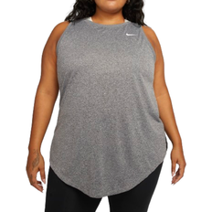 Gray - Women Tank Tops Nike Women's Dri Fit Tank Top - Black/Pure/Heather/White