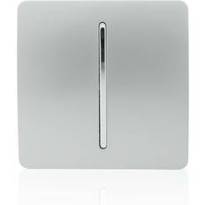 Silver Switches Trendi Switch 1 Gang 1 Way Modern Glossy 10 Amp Rocker Light Silver