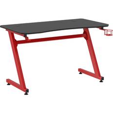 Maplin Plus Steel Frame 74.5 x 120 65cm Gaming Desk with Cup Holder & Adjustable Feet Red