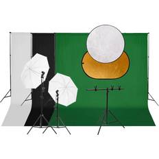 vidaXL Fotostudiesæt Med Lampesæt Og Fotobaggrund Og Reflektor
