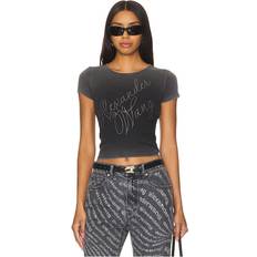 Alexander Wang Bomuld Tøj Alexander Wang Fitted Tee With Hotfix Cursive Logo in Black. L, S, XS