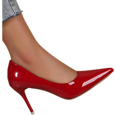 Shein 2023 New Spring & Autumn Fashionable Red High Heels For Women, Suitable For Work