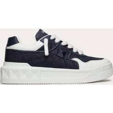 Valentino Garavani Trainers Valentino Garavani ONE STUD LOW-TOP SNEAKER IN NAPPA LEATHER AND JACQUARD TOILE ICONOGRAPHE TECHNICAL FABRIC Man MARINE/WHITE