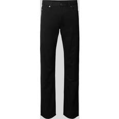 Emporio Armani Trousers Emporio Armani Mens Nero Brand-patch Regular-fit Tapered-leg Low-rise Cotton-blend Jeans NERO