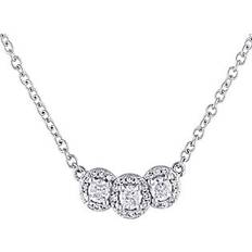 Affinity 0.50 cttw Diamond Halo Necklace, 4K hite Gold White Gold