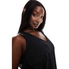 Yours Scallop Trim Cami Top Black