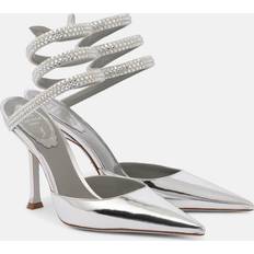 Rene Caovilla Cleo embellished metallic leather pumps silver UK 3.5