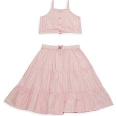 Juicy Couture Girls Other Sets Juicy Couture Kids' Metallic Stripe 2-Piece Skirt Set in Pink