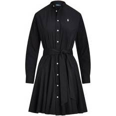 Polo Ralph Lauren Dresses on sale Polo Ralph Lauren Womens Black Logoembroidered Tiewaist Cottonpoplin Midi Dress BLACK