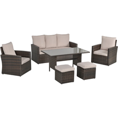 Footrest Patio Dining Sets OutSunny 861-040V70 Patio Dining Set, 1 Table incl. 2 Chairs & 1 Sofas