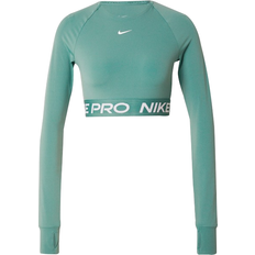 Nike Pro Women's Dri-FIT Cropped Long Sleeve Top - Bicoastal/White