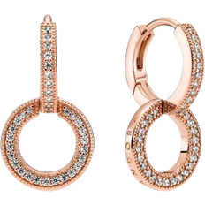 Pandora Sparkling Double Hoop Earrings - Rose Gold/Transparent