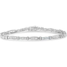 White Gold Bracelets Haus of Brilliance 10K White Gold Geometric Pattern Diamond Tennis Bracelet Grey