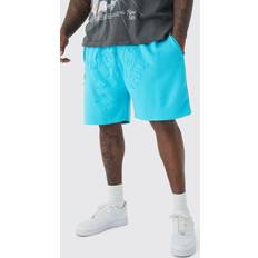 5XL Shortsit boohooMAN Plus Distressed Applique Loose Short - Blue