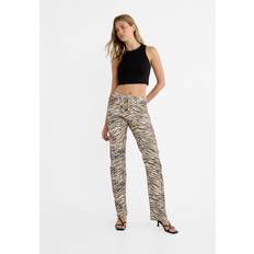 Beige Jeans Stradivarius Straight-Fit-Jeans mit Animalprint Beige