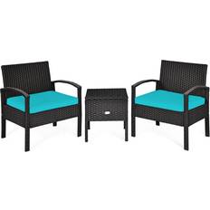 Costway 3 pcs PE Rattan Wicker Bistro Set