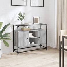 Grey - Steel Sideboards vidaXL Grey Sonoma with Glass Top 98 x 35 x 81 cm Sideboard